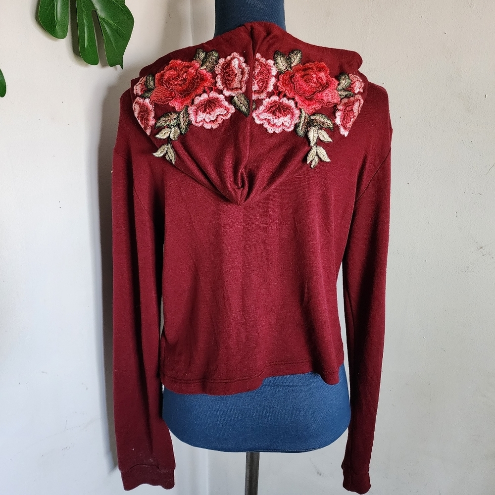 Dirtee Laundry Knit Hoodie Top with Roses on Hood